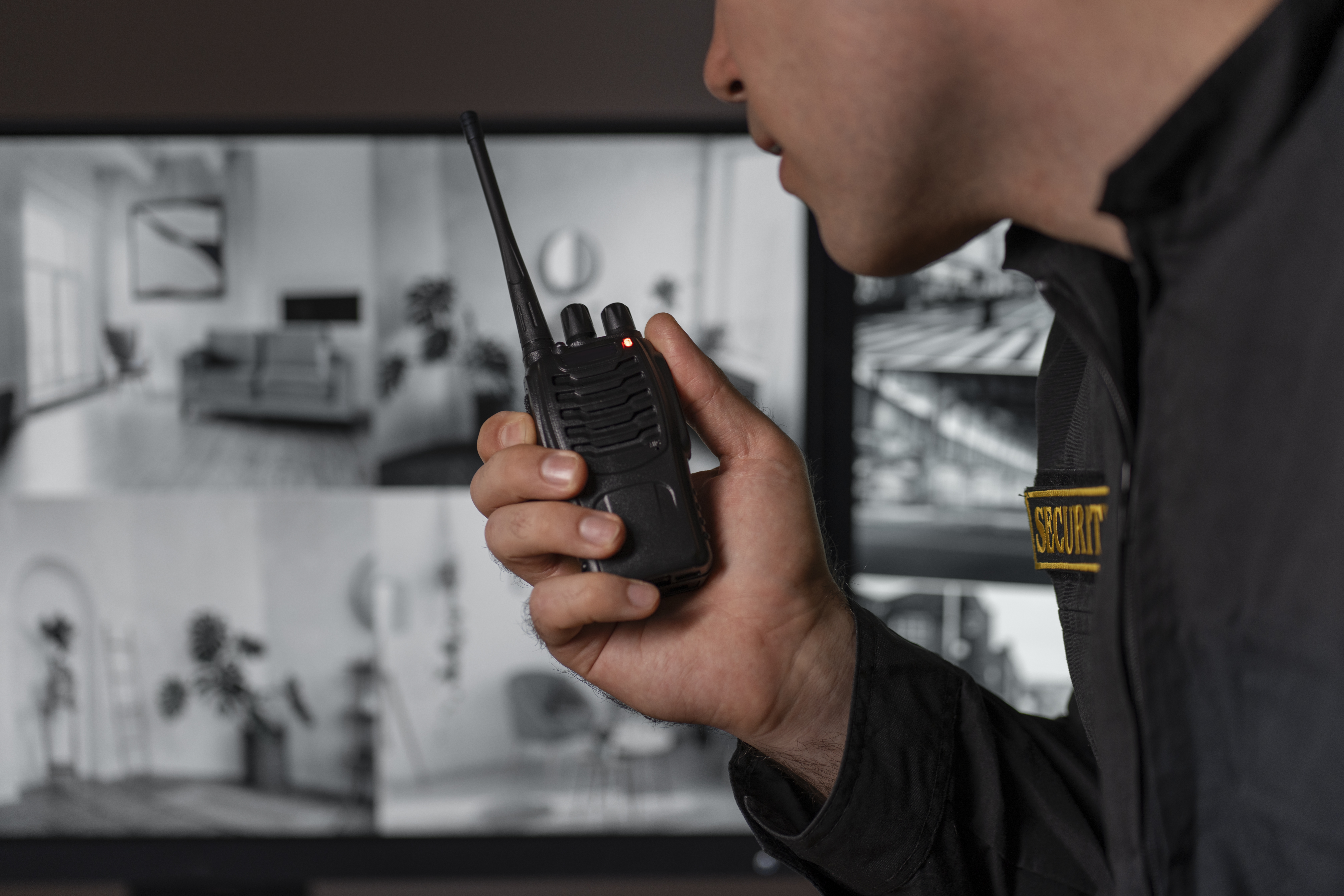 Security Professional with Monitoring Equipment